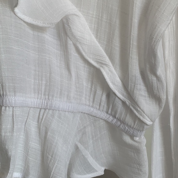 White H&M cropped off shoulder long sleeve top size 2 - Picture 3 of 7